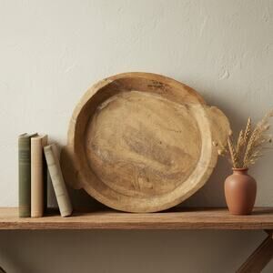 Antique Hand Carved Wood Trencher Bowl-Primitive-Farmhouse-Dough Bowl-Rustic